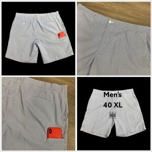 Men's PGA Champions Tour Golf 40 XL Shorts Pin Stripes Blue White Chino Khakis